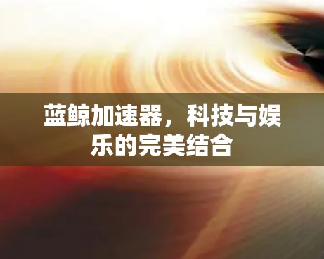 蓝鲸加速器，科技与娱乐的完美结合